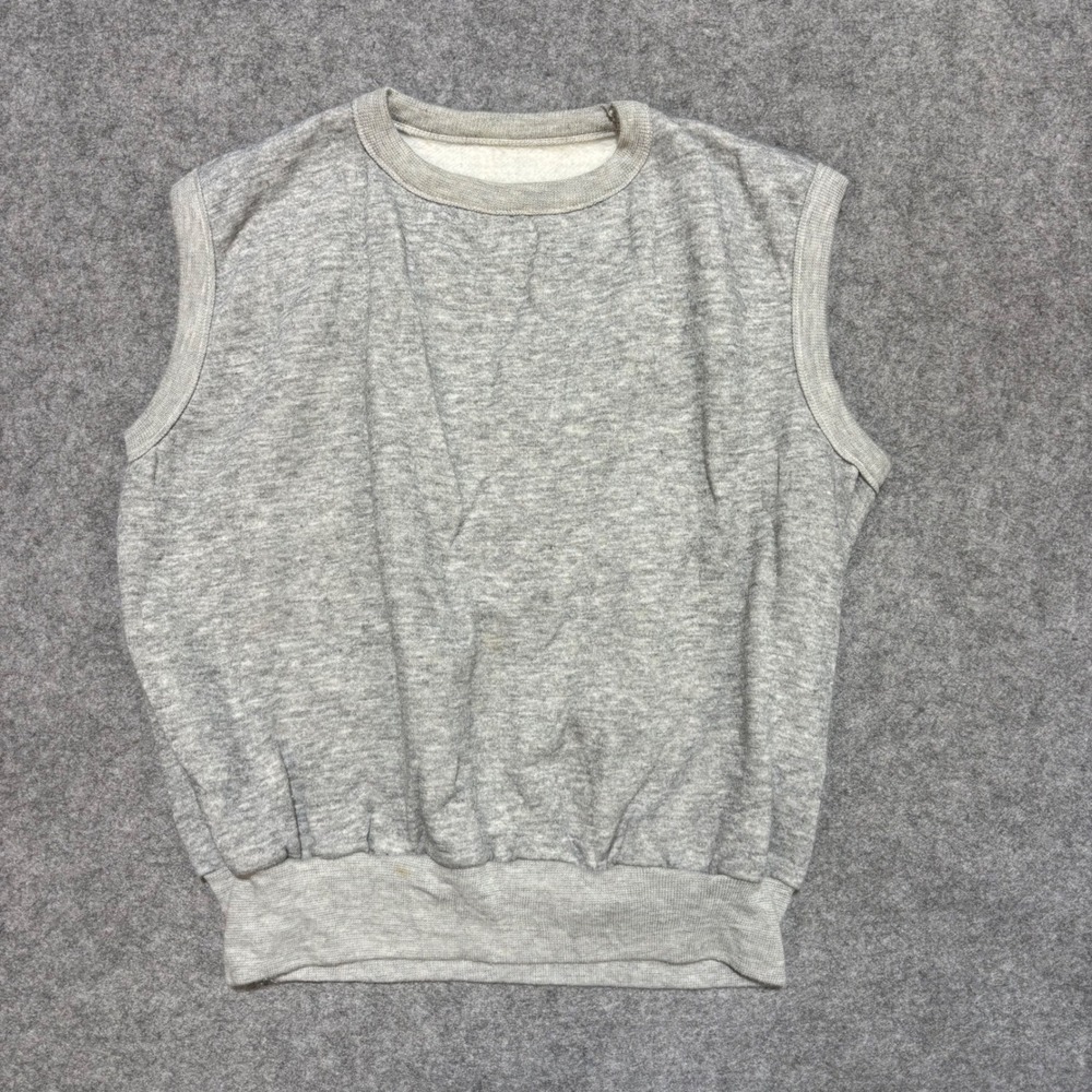 Vintage Heather Gray Sleeveless Sweatshirt Muscle Tee Made in USA Mens Medium